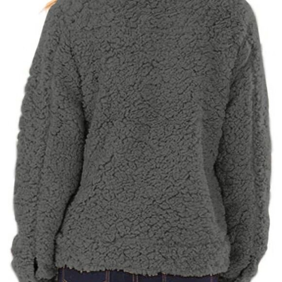 Gray Sherpa Button Up Long Sleeve Jacket - Picture 7 of 7